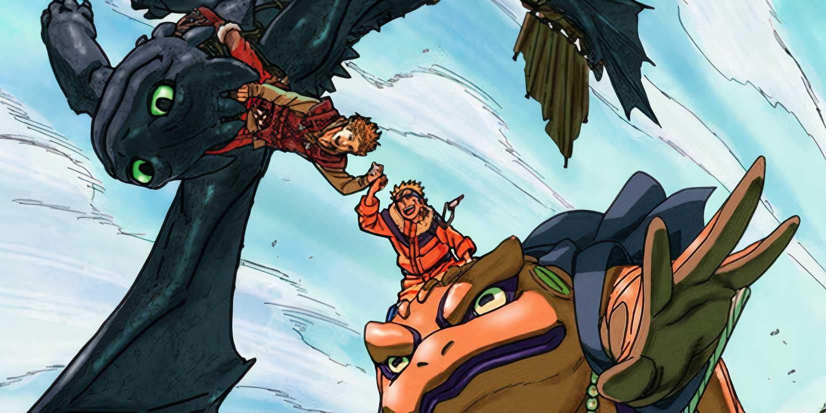 Naruto Hw To Train your Dragon collab illustartion
