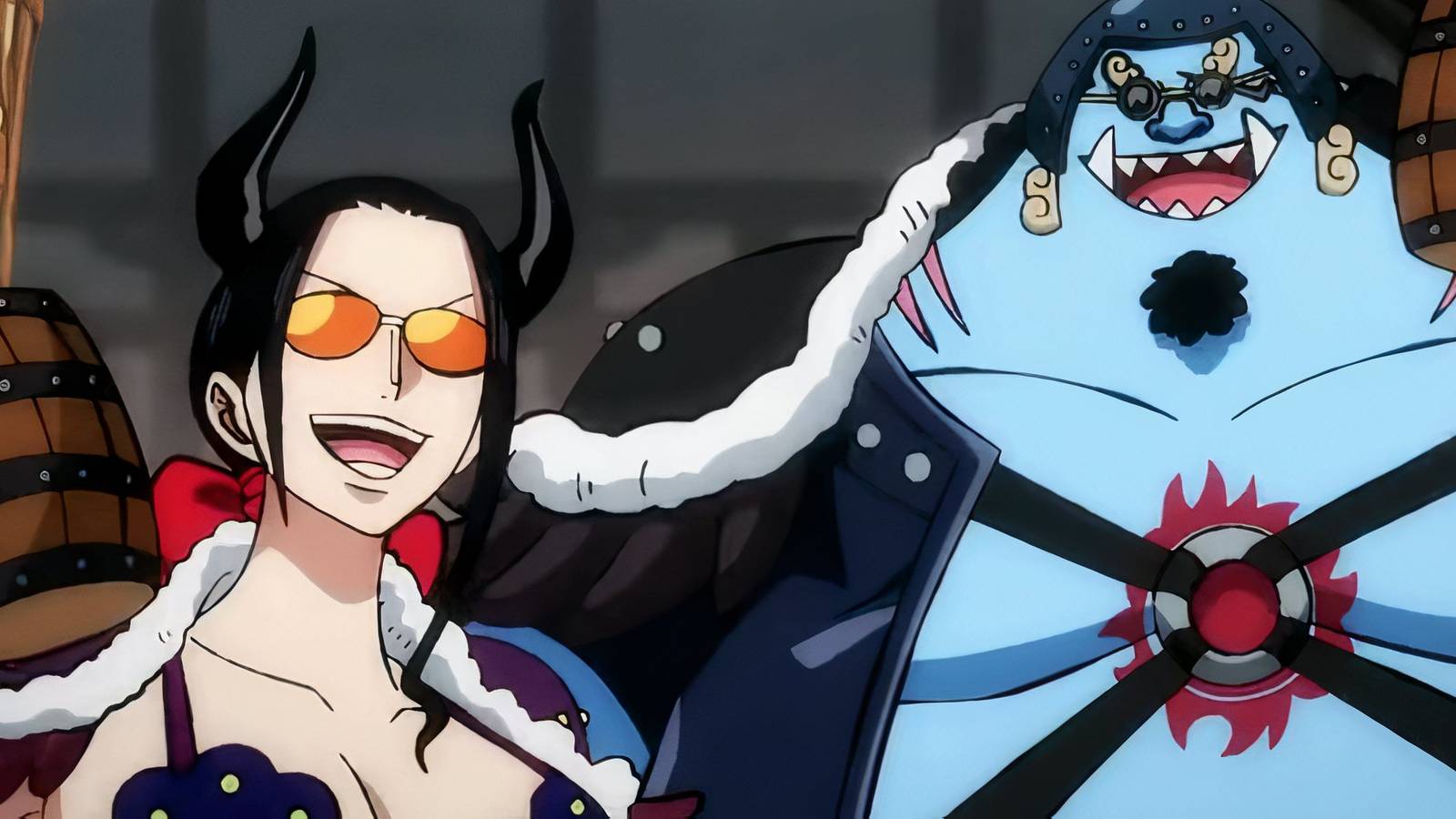 Robin and Jinbe dressed as Beast Pirates