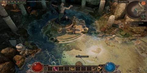 The Player Placing the coins onto the Statue