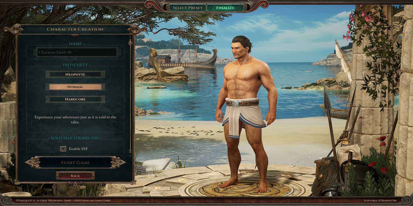 The Solo Self Found Button in the Character Creation Screen 