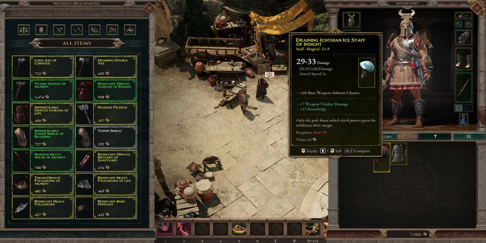 The Player Selling Items to the Merchant