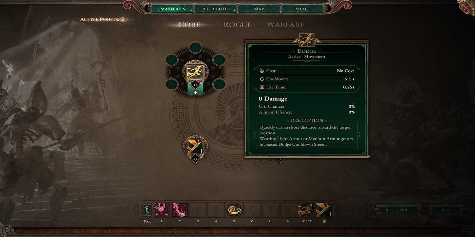 The Dodge Skill in the Core Skill Tree