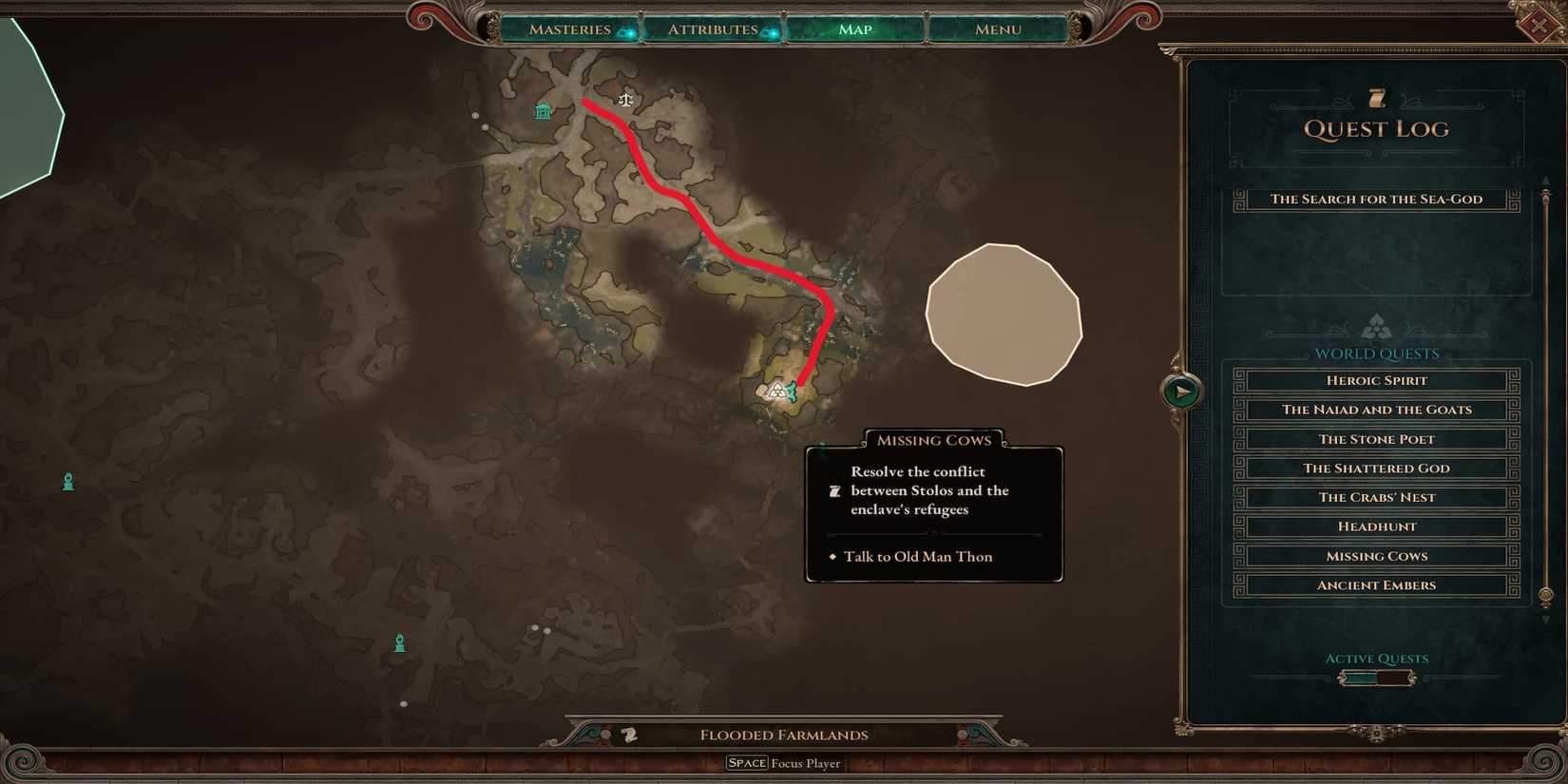 The Path To old Man Thon on the Map 