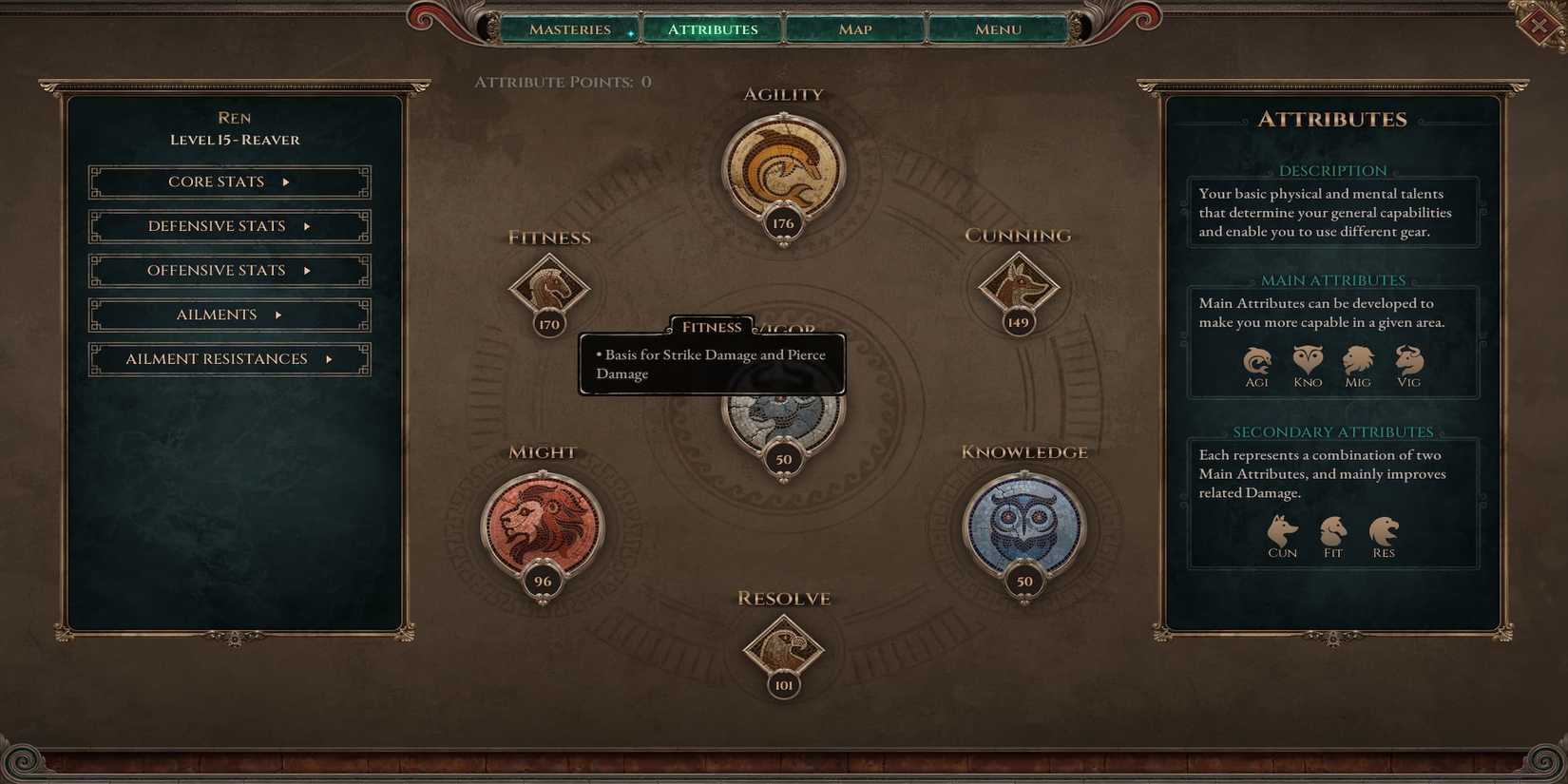 The Fitness Attribute in the Menu 