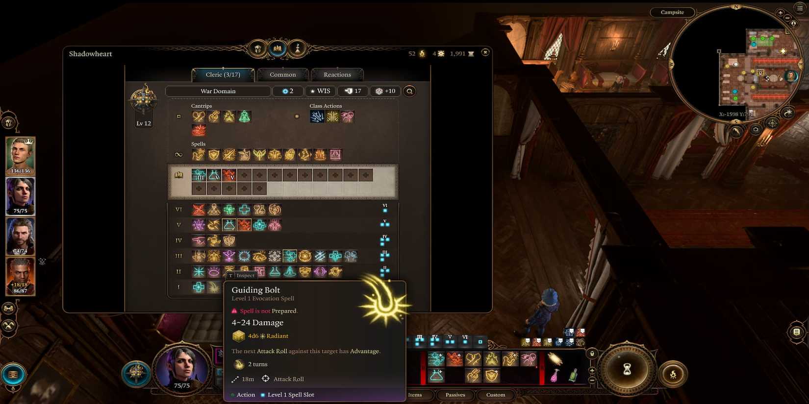 Guiding Bolt Being Prepared in the Spellbook 