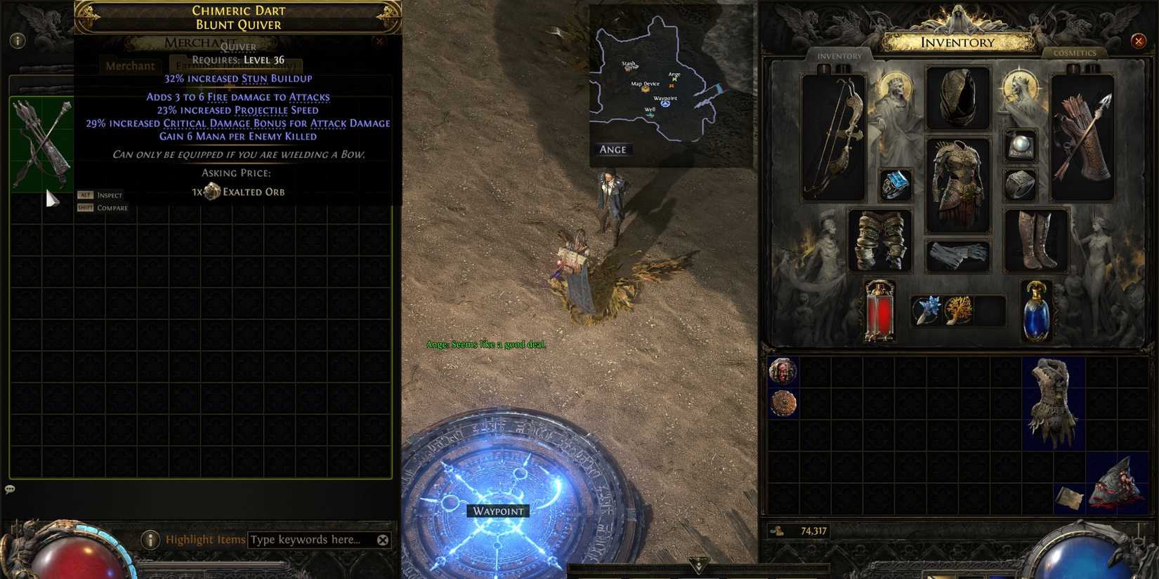 setting a selling price in a merchant's tab in path of exile 2