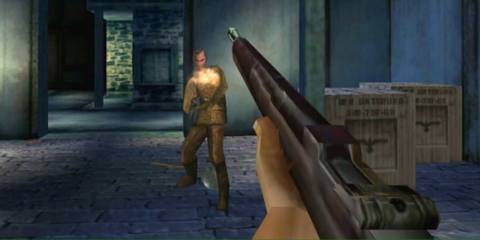 Shooting an enemy in Medal Of Honor (PS1)