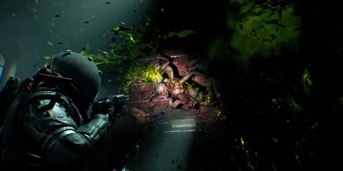 Shooting an enemy on the ceiling in Cronos The New Dawn