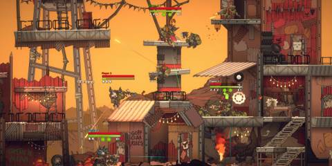 Shooting enemies in co-op in Warhammer 40,000 Shootas, Blood & Tee