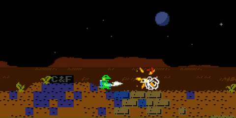 Shooting enemies in Kero Blaster