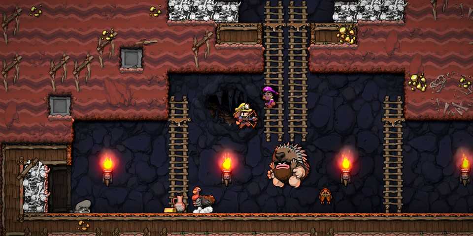 Shooting enemies in Spelunky 2