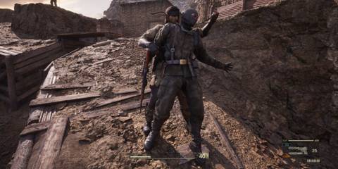 Snake sneaks behind a guard - Metal Gear Solid Delta Snake Eater