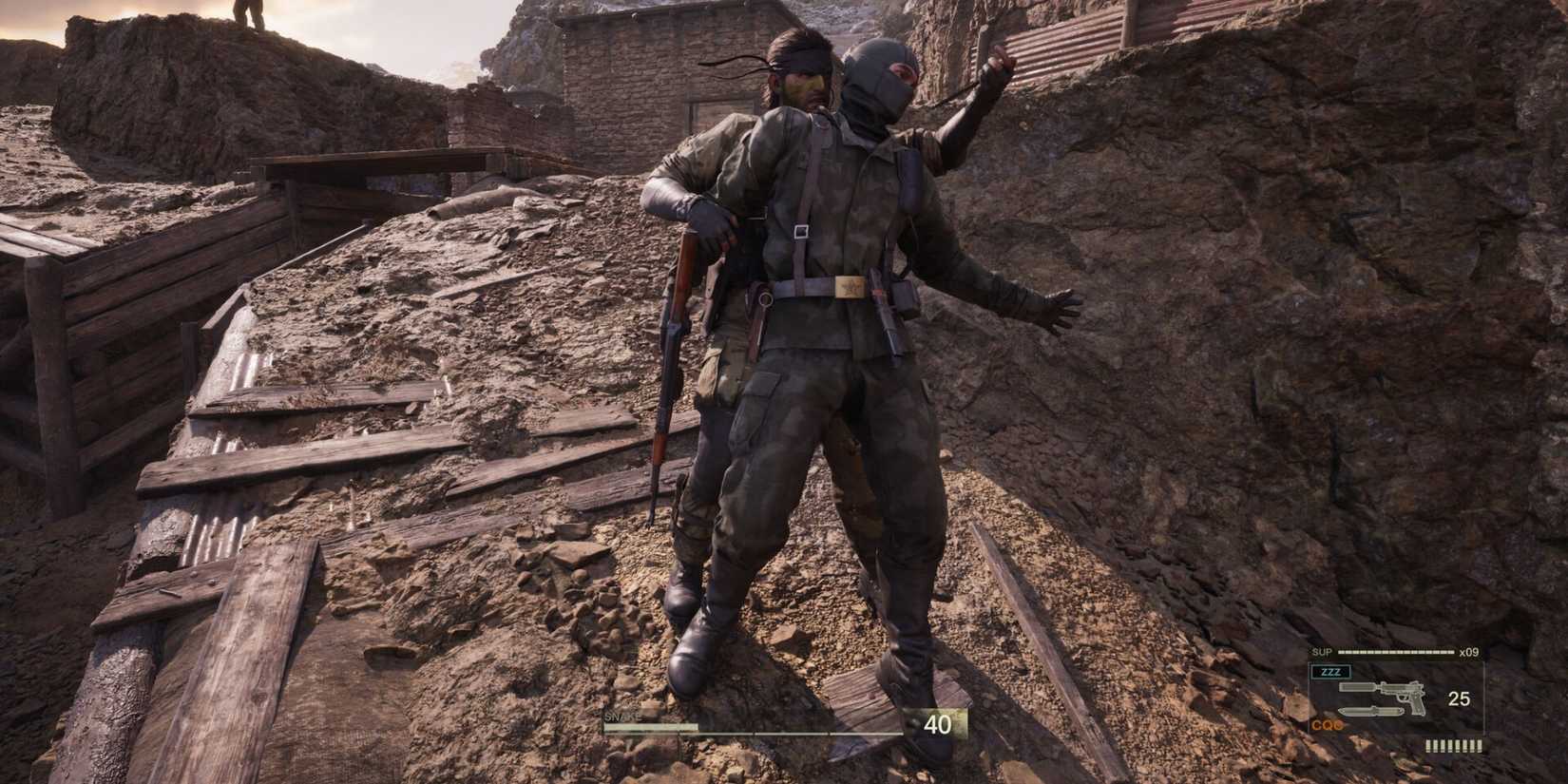 Snake sneaks behind a guard - Metal Gear Solid Delta Snake Eater