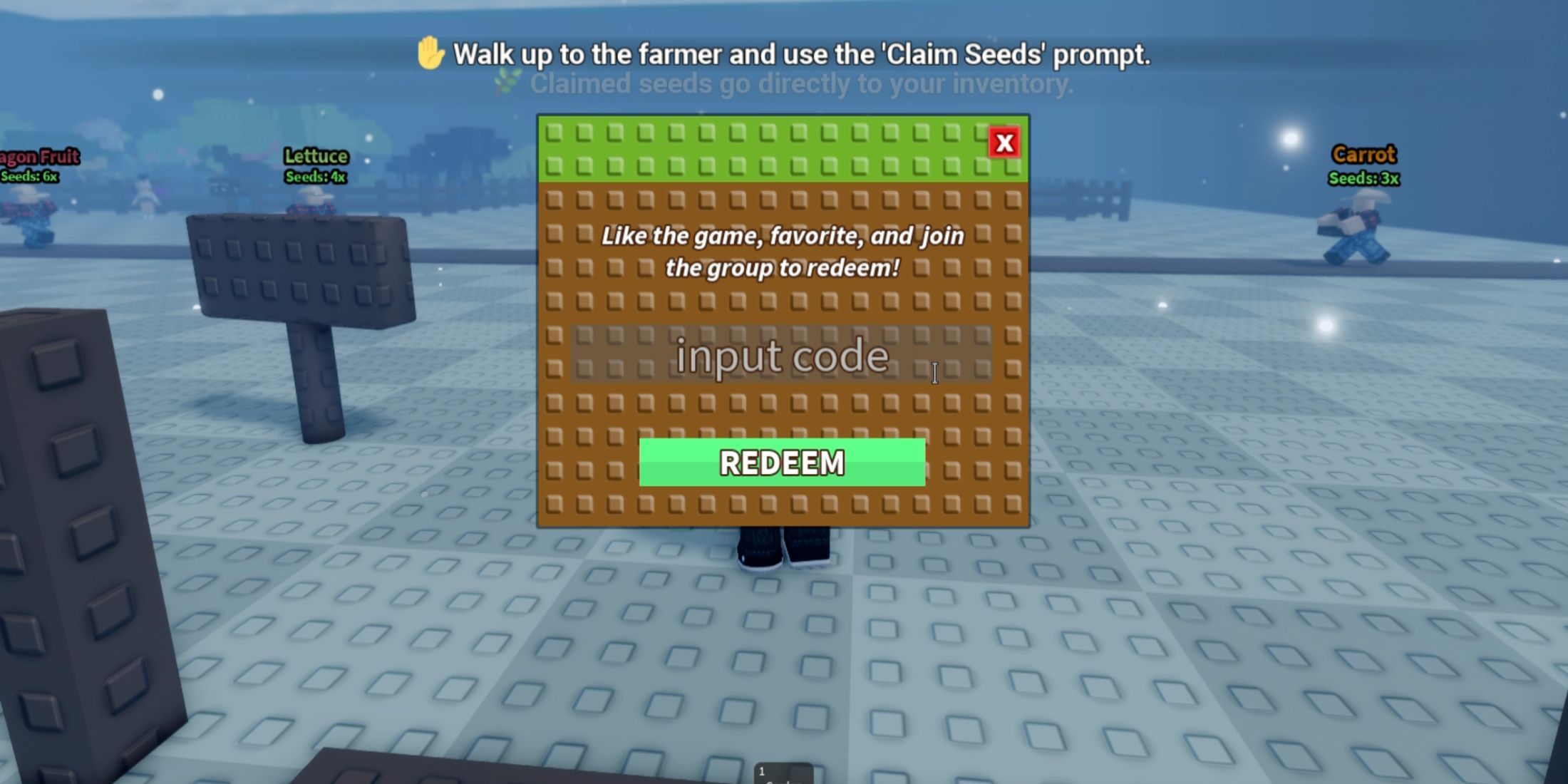 Grab the Seed The Codes tab