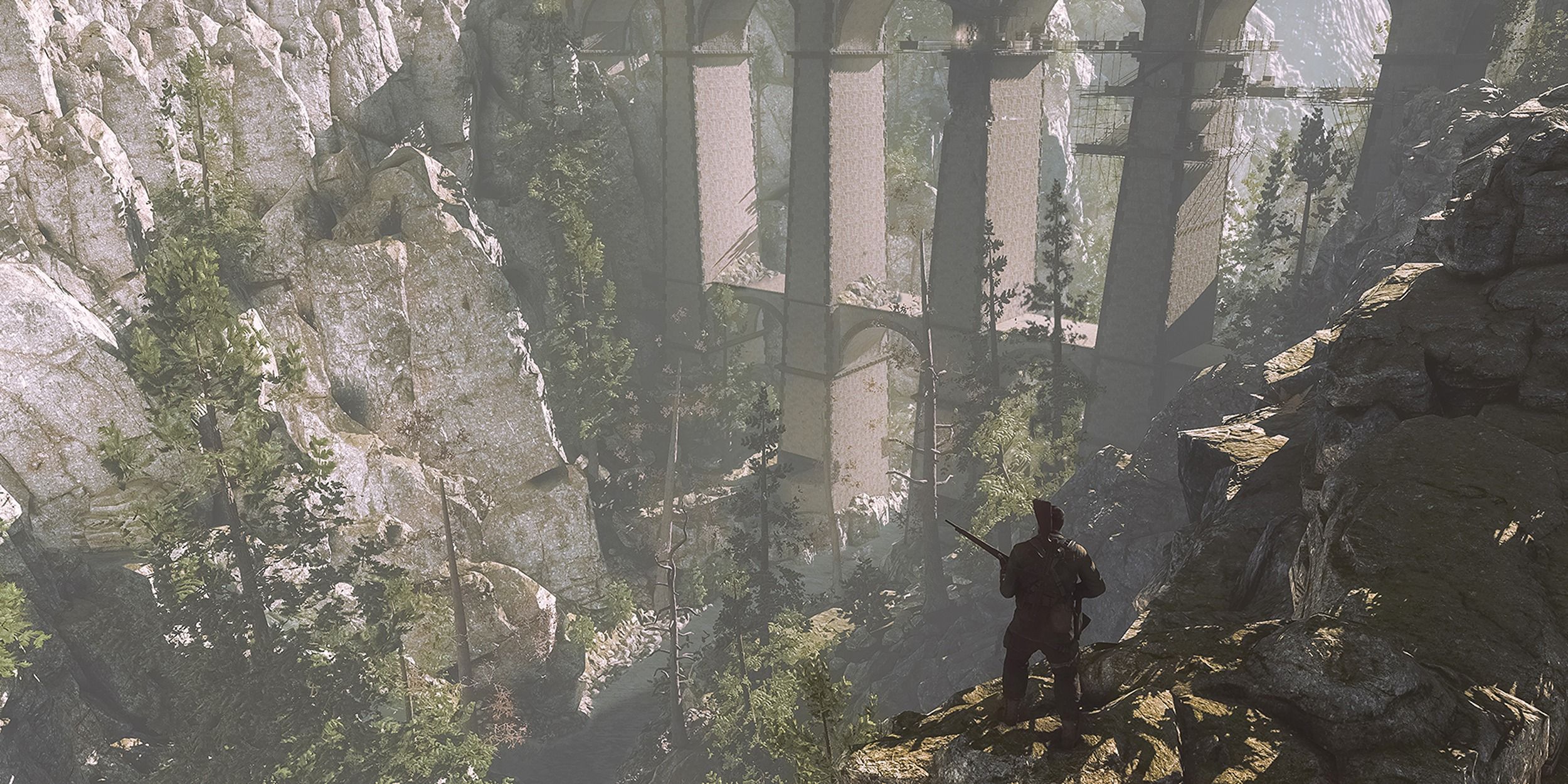 Sniper Elite 4 Karl in Front of Aqueduct