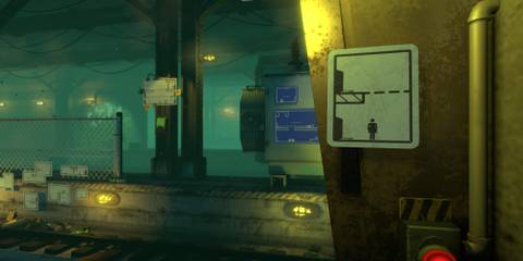 Solving a puzzle in an underground tunnel in The Pedestrian