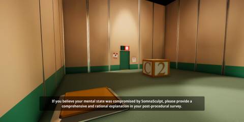 Standing in a room with a cube and button in Superliminal