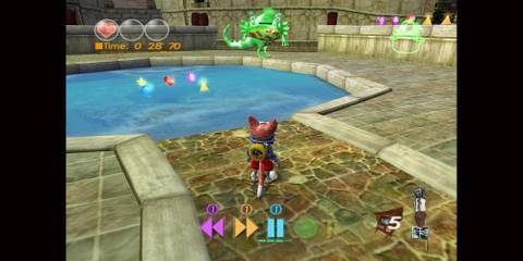 Standing in front of a pool in Blinx the timesweepeer