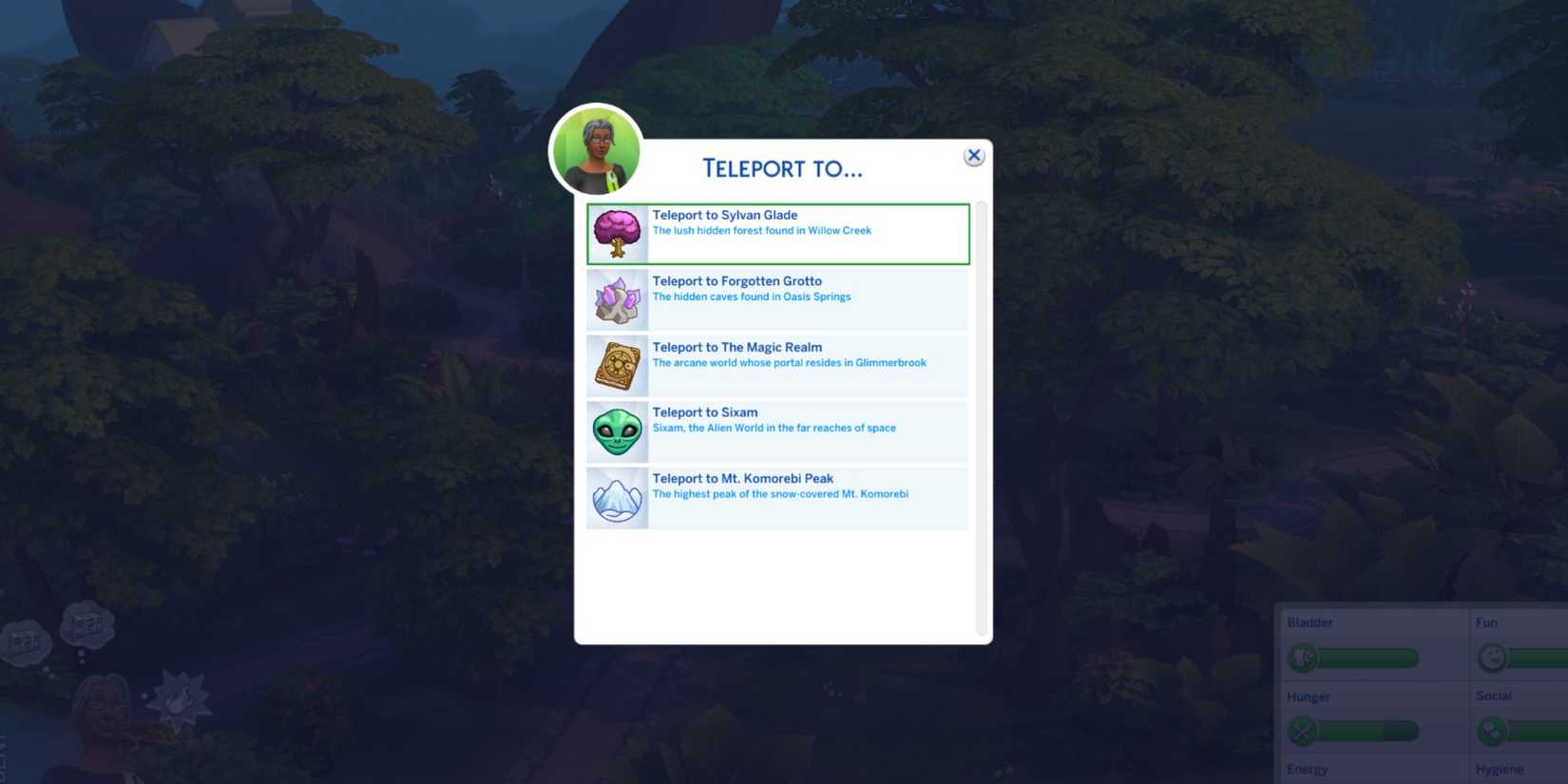 sylvan glade teleport the sims 4