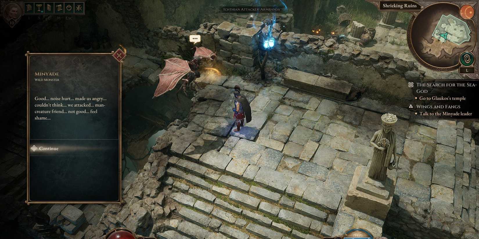 Talk to the Minyade Leader to receive the rewards and go back to inform Otus