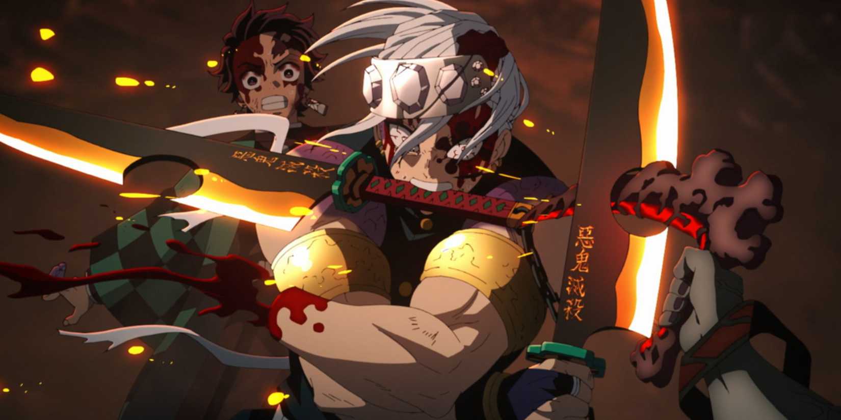 Tengen bloque l'attaque de Gyutaro dans l'anime - Demon Slayer