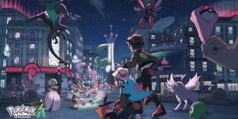The game's official cover art, showcasing multiple characters, Pokemon and Mega Evolutions - Pokemon Legends: Z-A