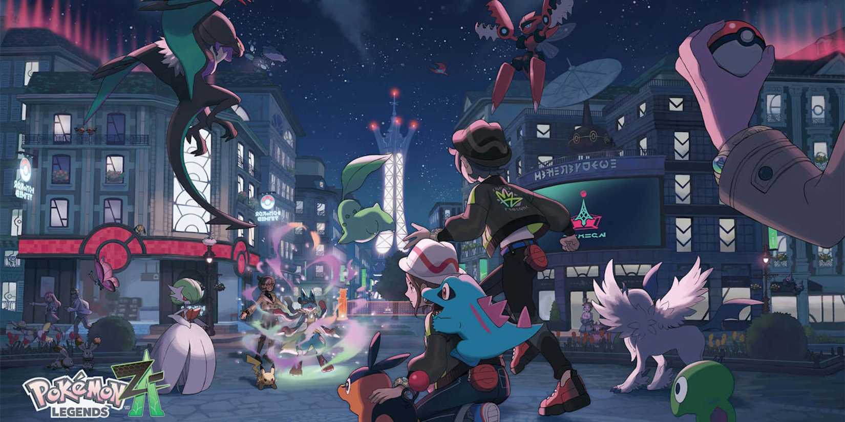 The game's official cover art, showcasing multiple characters, Pokemon and Mega Evolutions - Pokemon Legends: Z-A