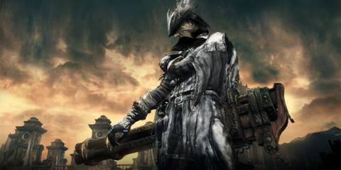 The Hunter wielding one of their signature weapons - Bloodborne