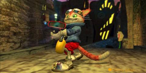 The main character holding a time controlling vacuum in Blinx the timesweeper