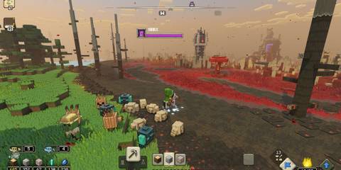 The playable character charging into battles with their troops - Minecraft Legends
