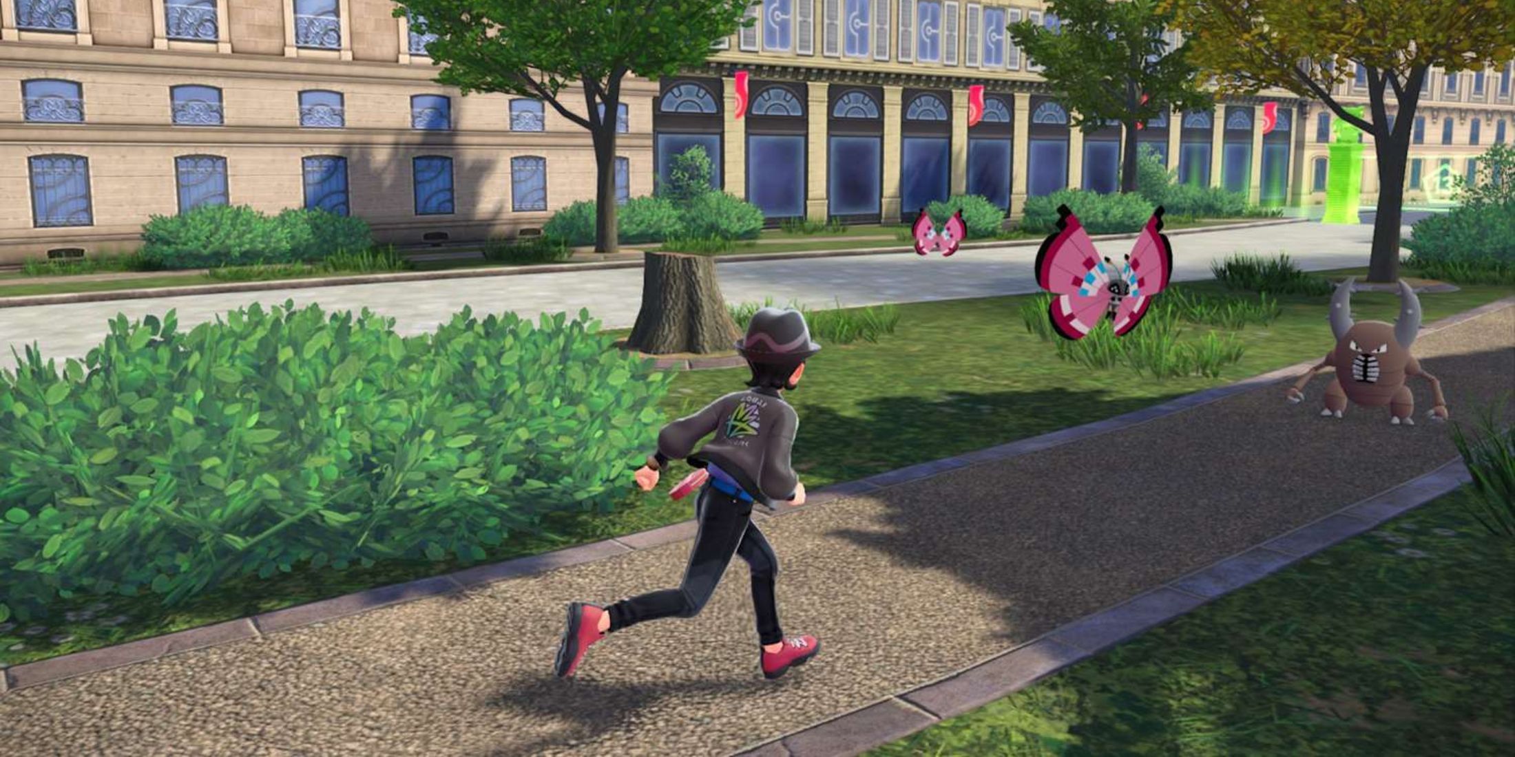 The player finds some Bug Type Pokemon on the street - Pokemon Legends Z-A