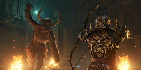 The player shoots an arrow at a Minotaur - The Elder Scrolls IV Oblivion Remastered