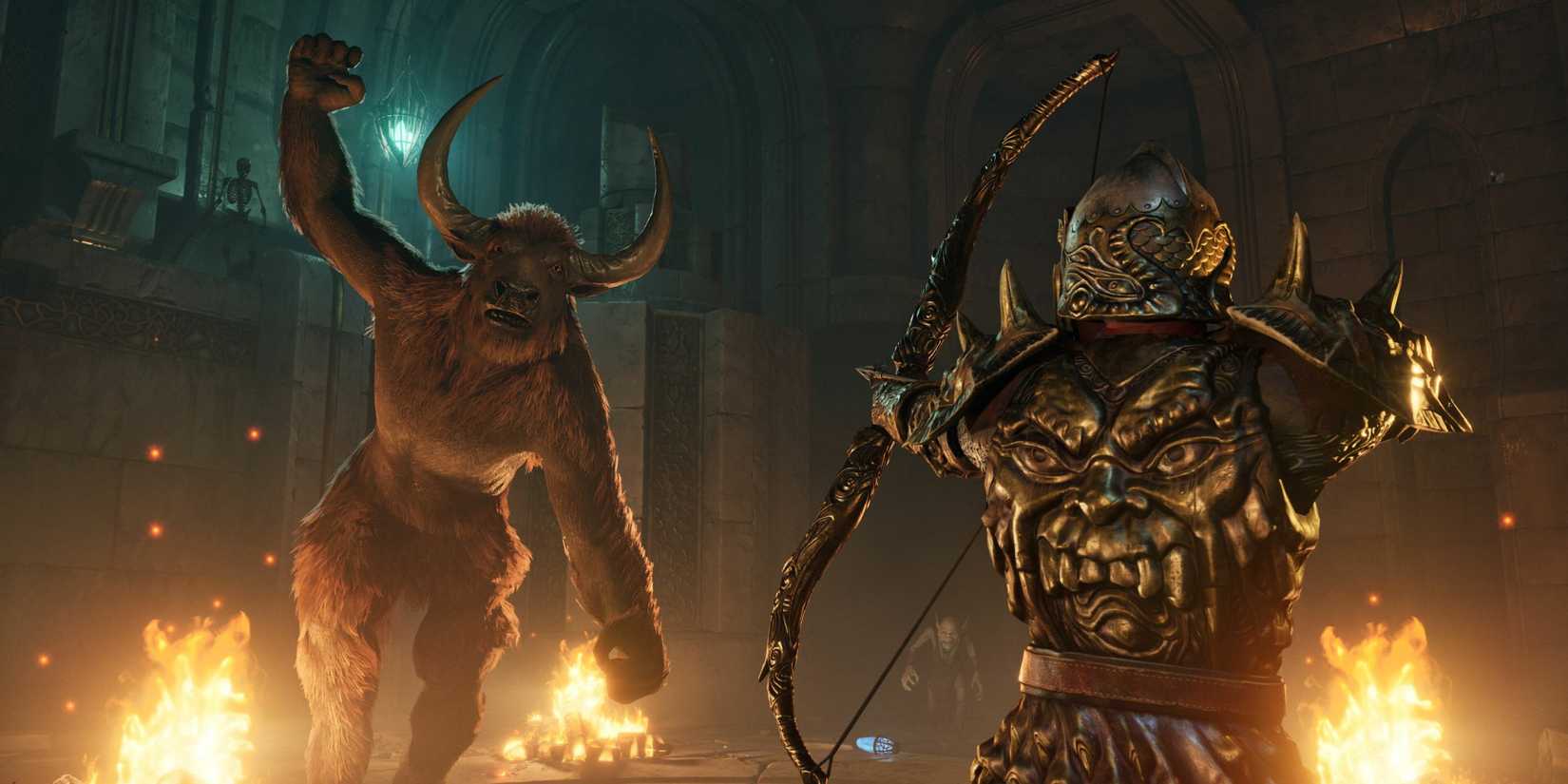 The player shoots an arrow at a Minotaur - The Elder Scrolls IV Oblivion Remastered