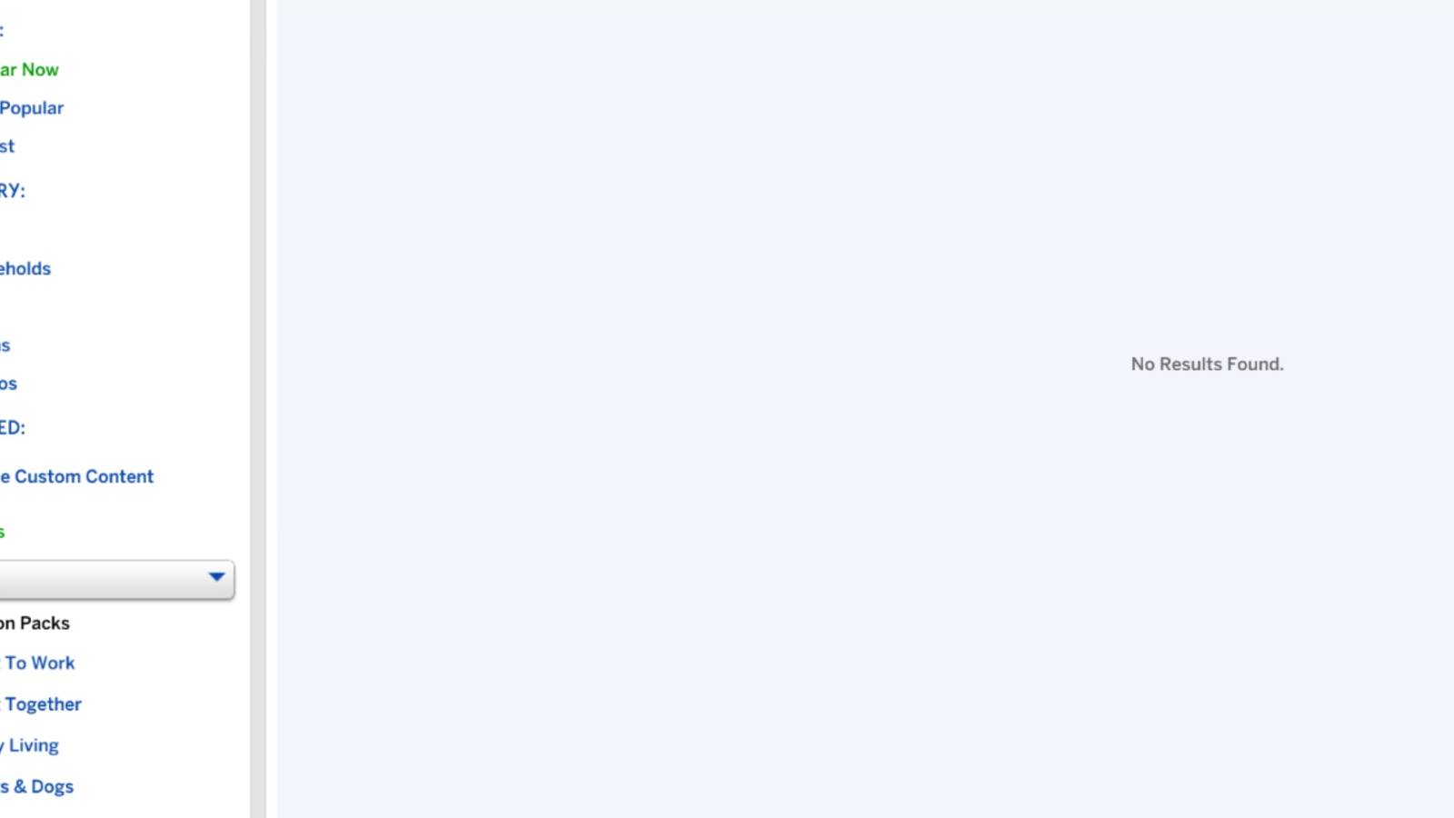 the sims 4 no results