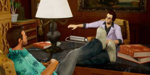 Tommy talking to Ken in Grand Theft Auto Vice City