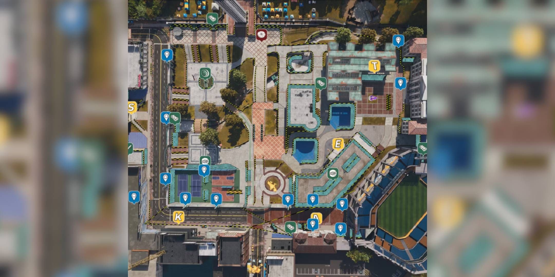 Tony Hawk Pro Skater 3 4 College map square image over a blurred background