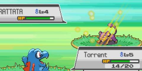 Totodile vs Rattata in Pokemon HeartGold