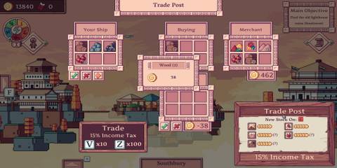 Trading menu in Merchant of the Skies