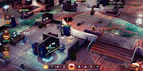 Turn based combat in a futuristic office space in Element Space