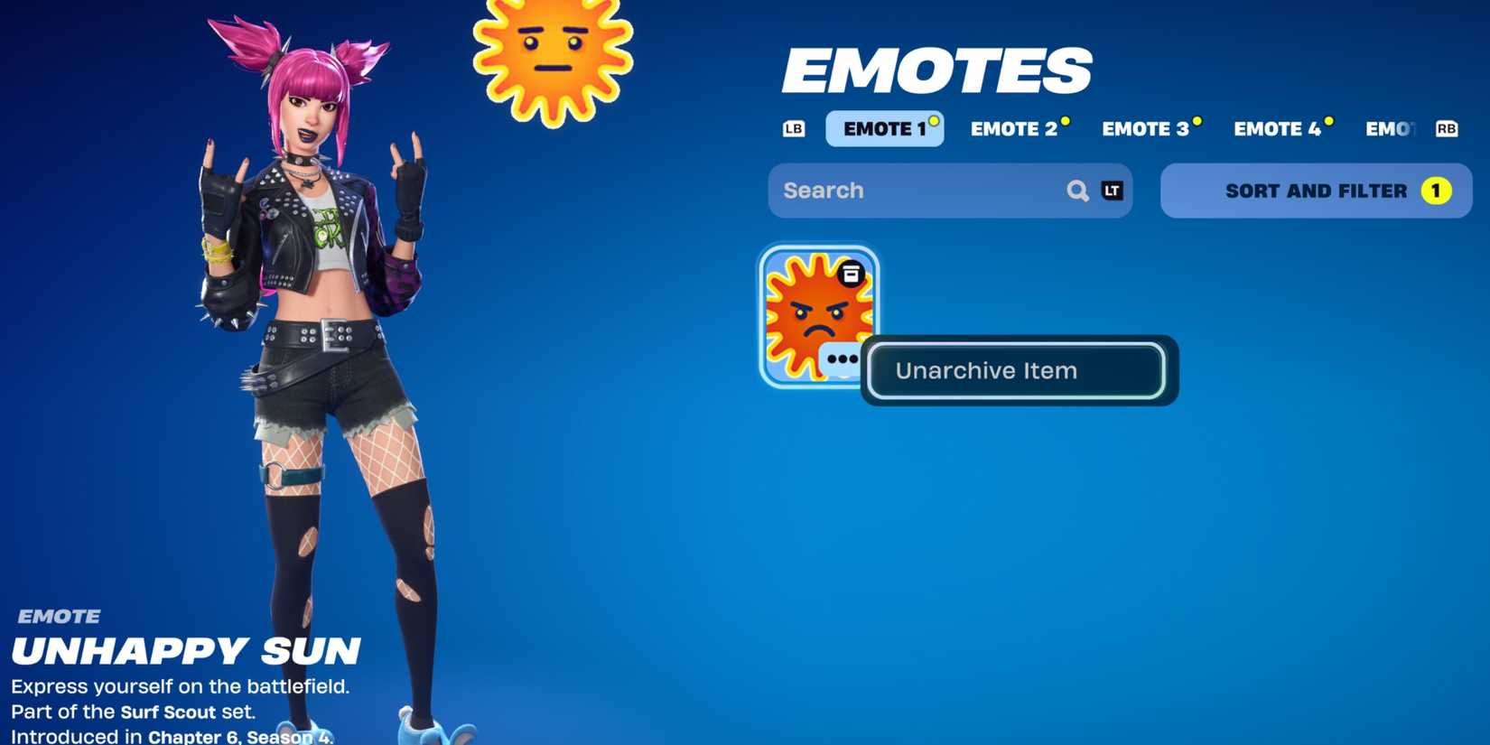 unarchiving item fortnite