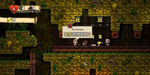 Buying items in Spelunky