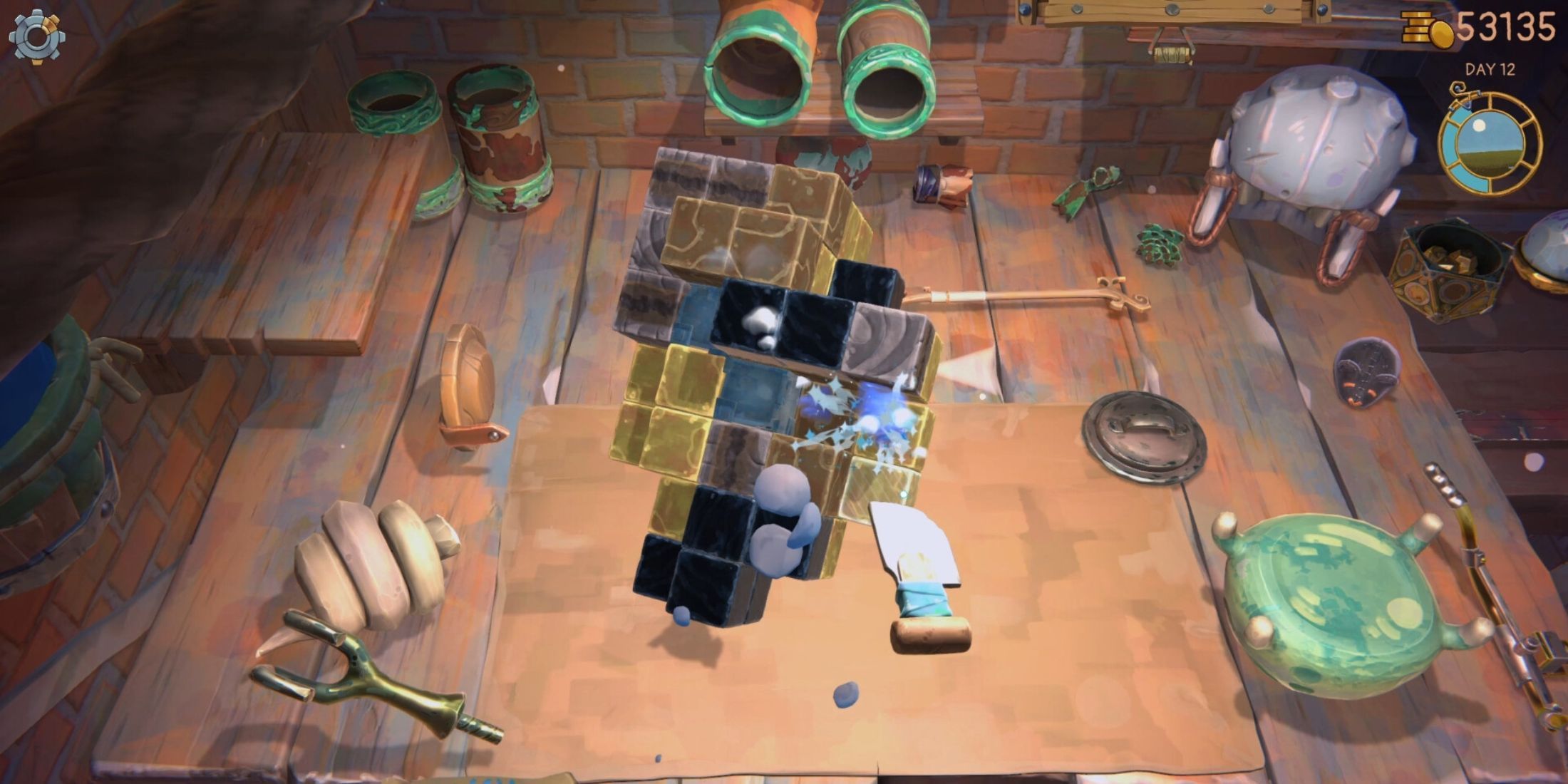 A player chiselling in Trash Goblin
