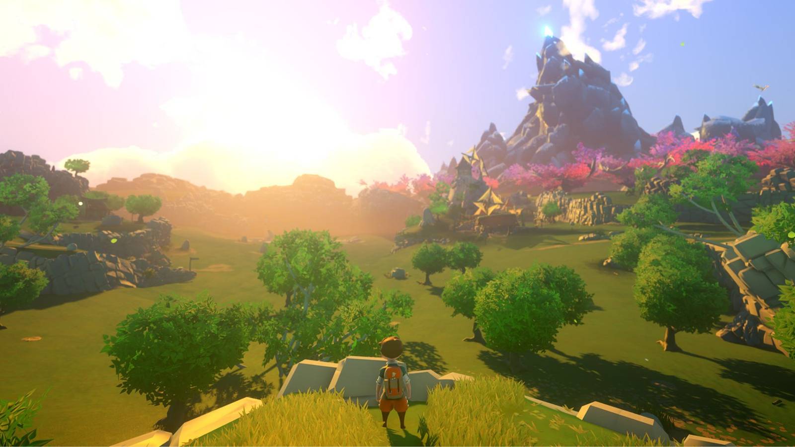 A player looking out at the world in Yonder: The Cloud Catcher Chronicles