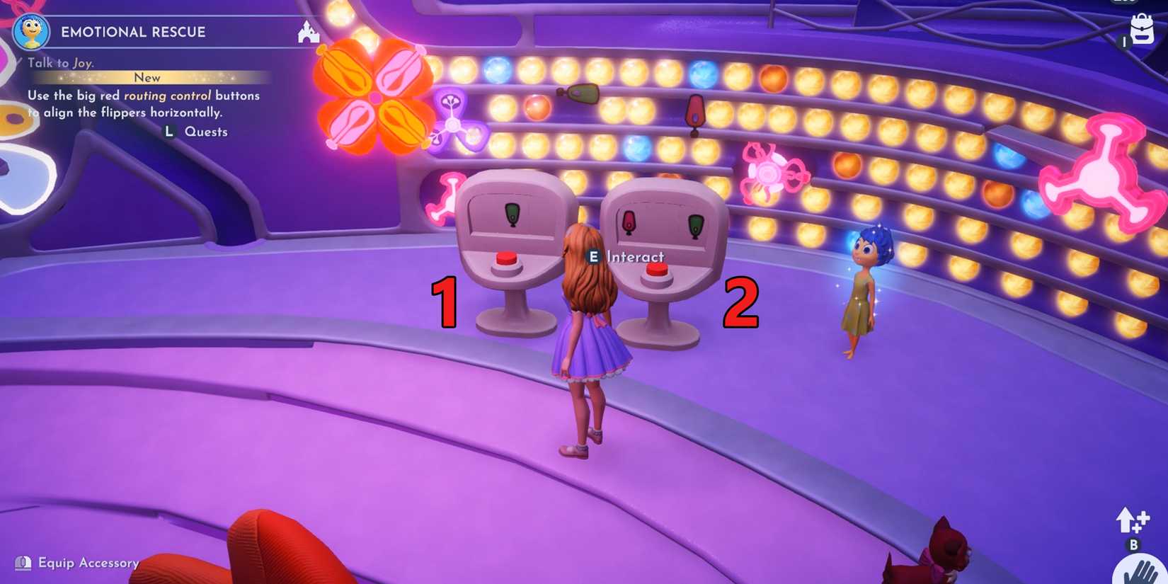 use the big red routing control buttons to align the flippers 1 in ddv disney dreamlight valley