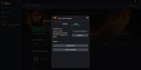 Verify Game Files Gears of War Reloaded Crashing