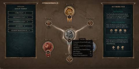Vigor increases all Secondary Attributes Titan Quest 2