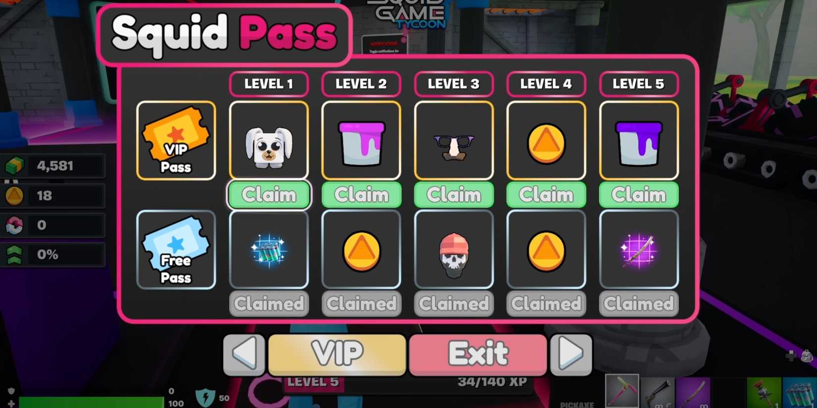vip pass squid game tycoon fortnite