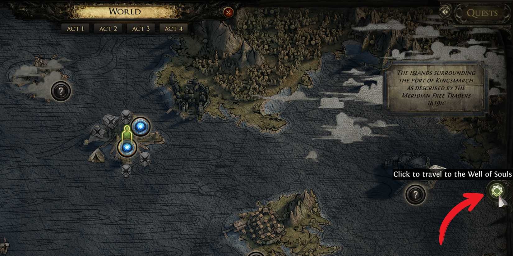 well of souls icon on world screen in path of exile 2