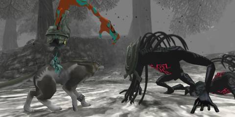 Wolf Link and Mina fighting Shadow Beasts - The Legend Of Zelda Twilight Princess