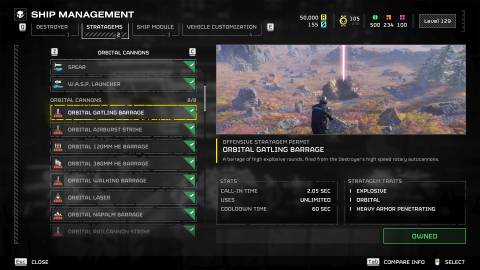 HD2 Orbital Gatling Barrage info window